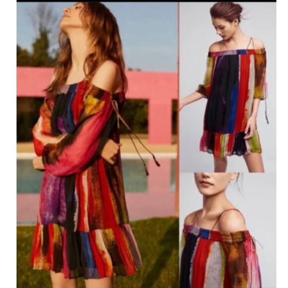 ANTHROPOLOGIE Floreat Zola Boho Tunic Dress Orig $178 large Off Shoulde - Picture 1 of 6